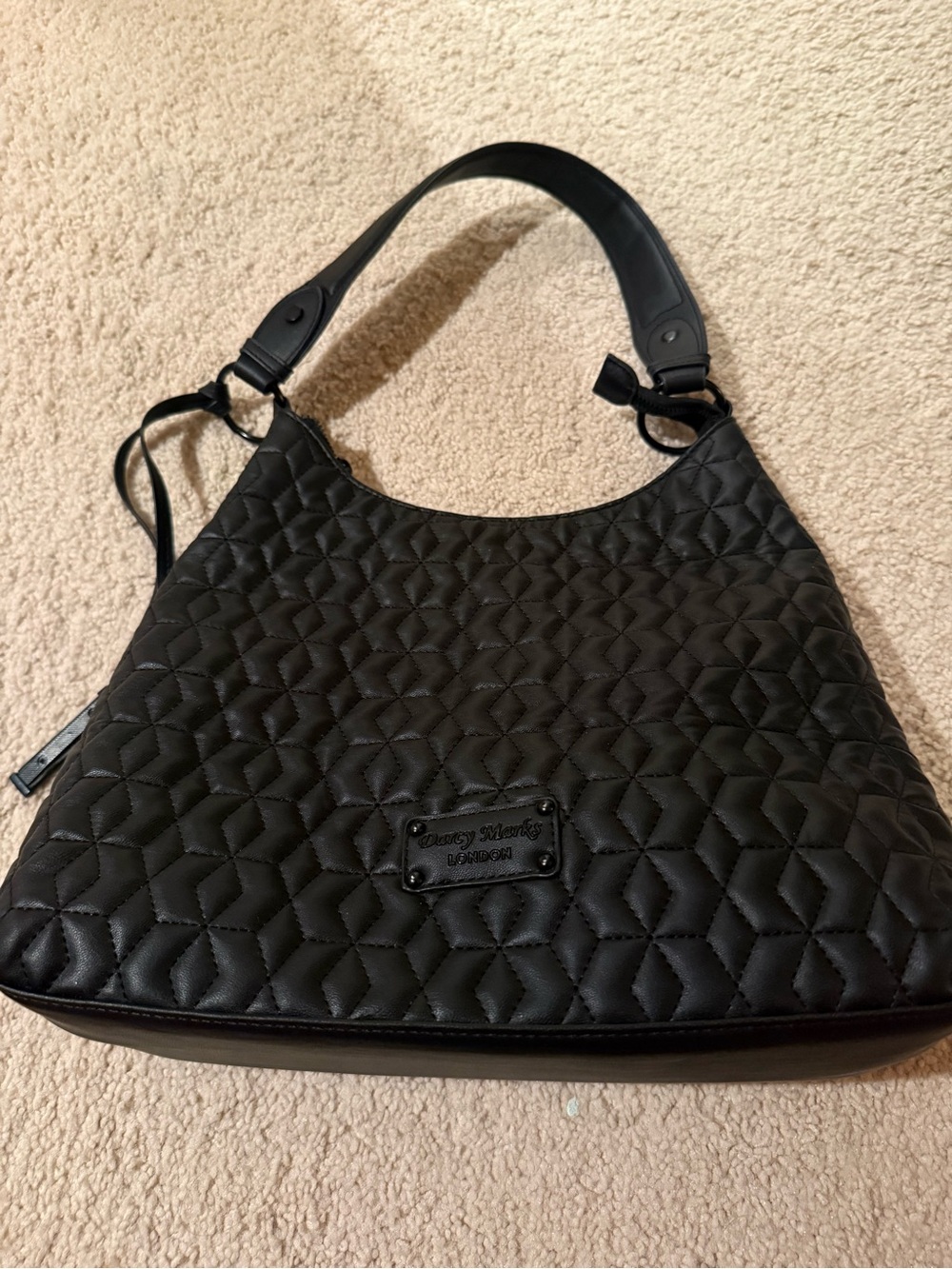 Darcy Marks London Black Quilted Hobo Bag